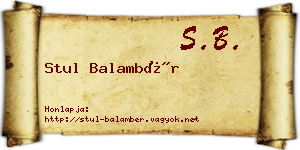 Stul Balambér névjegykártya
